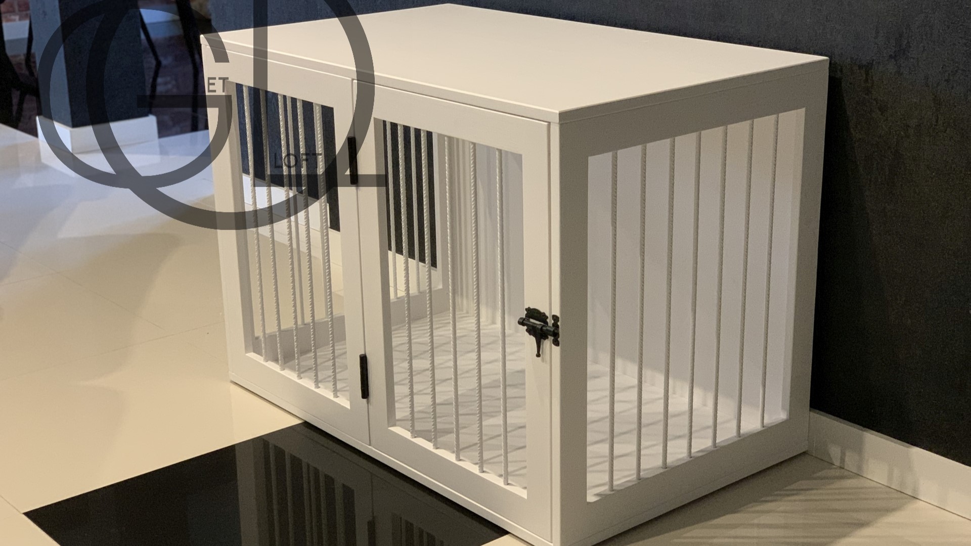 Biała dreaniana prosta klatka kennelowa dla psa